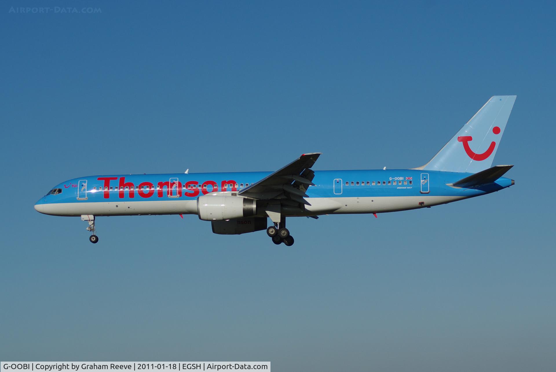 G-OOBI, 1993 Boeing 757-2B7 C/N 27146, About to touch down.