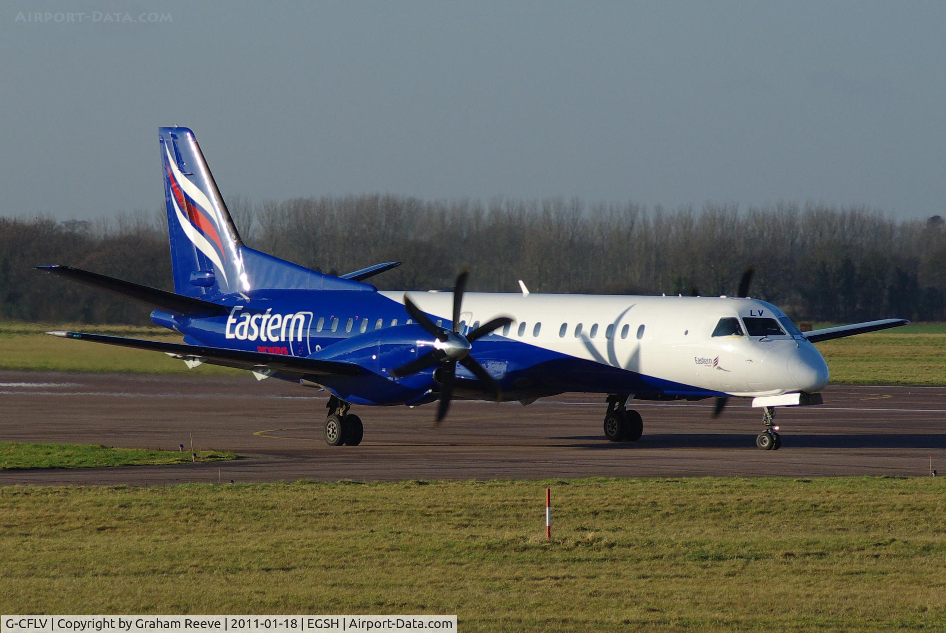 G-CFLV, 1995 Saab 2000 C/N 2000-023, About to depart.