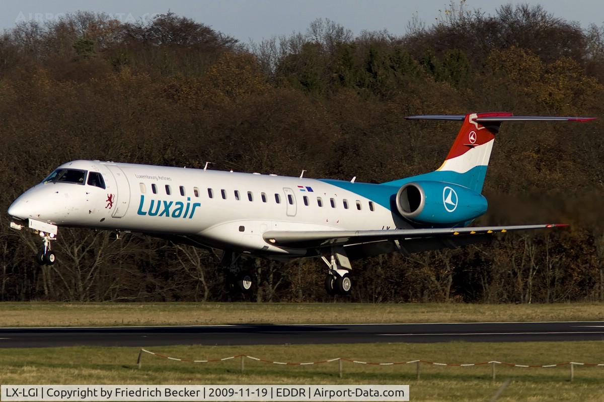 LX-LGI, 2000 Embraer EMB-145LU (ERJ-145LU) C/N 145369, moments prior touchdown