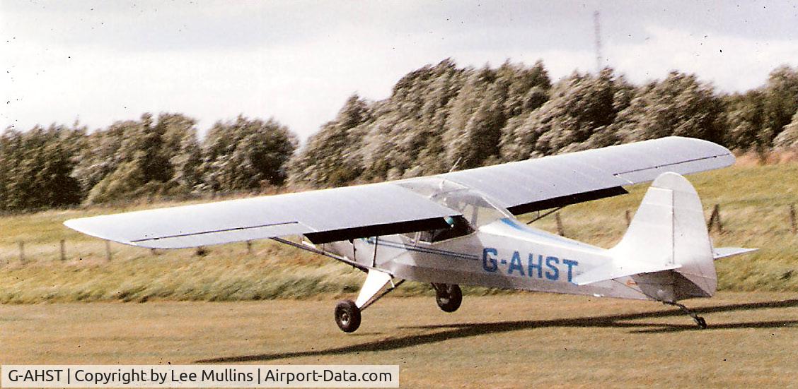 G-AHST, 1946 Auster J-1N Alpha C/N 2137, Crosswind landing at Castle Mill airfield, Bedford when owned by Chris Smith. It was based at Cheddington at the time.