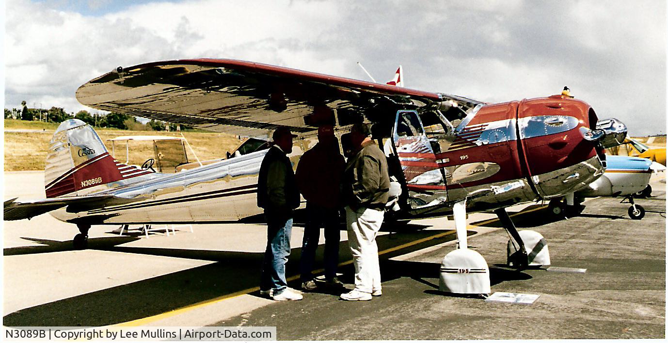 N3089B, 1952 Cessna 195 C/N 7974, Seen at Riverside, CA 1998