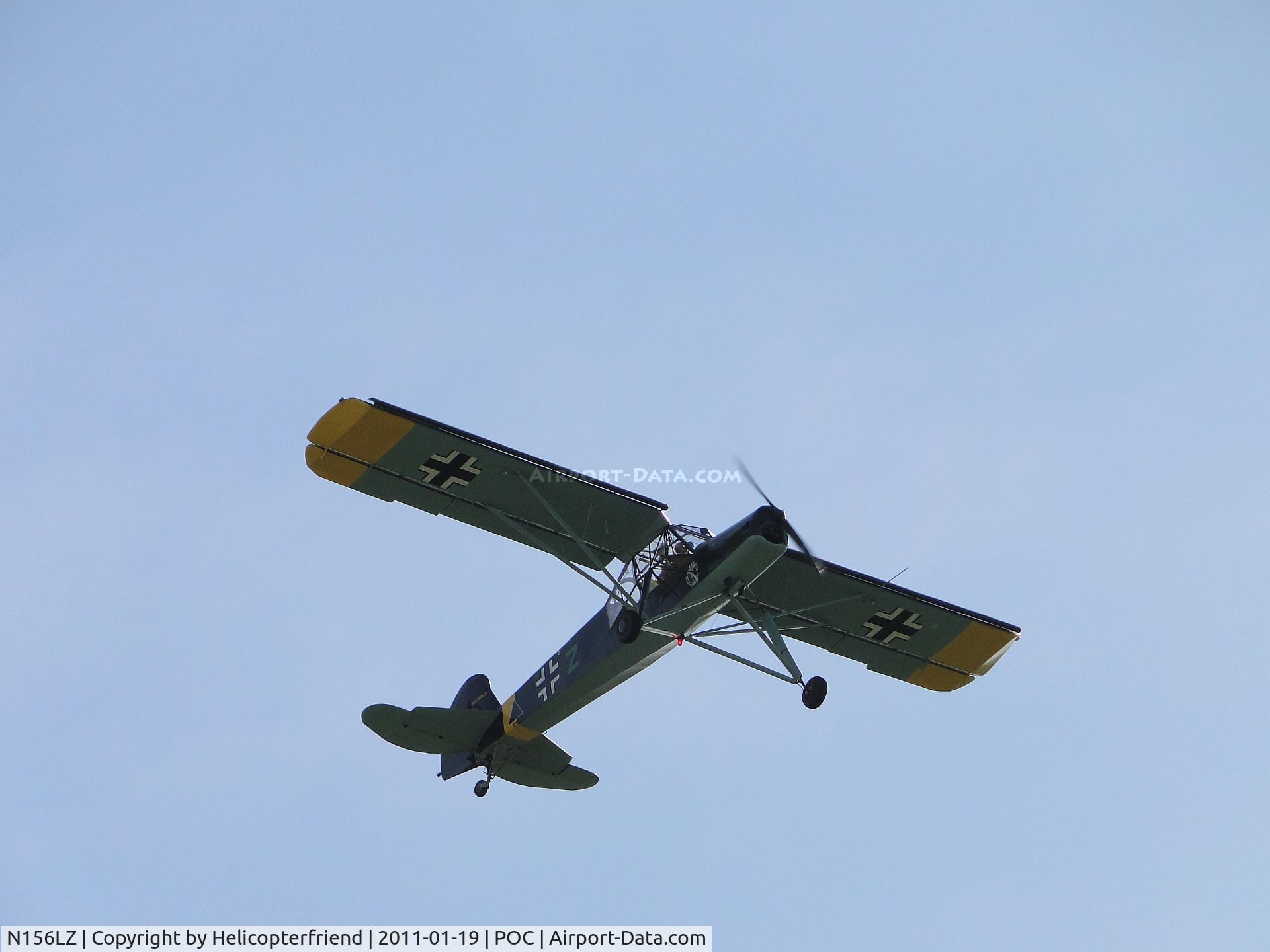 N156LZ, 2009 Fieseler Fi-156C Storch Replica C/N SA-001K, After short rollout from landing, ship is airbourne and climbing out to go around