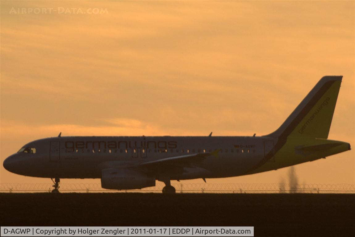D-AGWP, 2010 Airbus A319-132 C/N 4227, The Stuttgart shuttle in sunrise backlight.