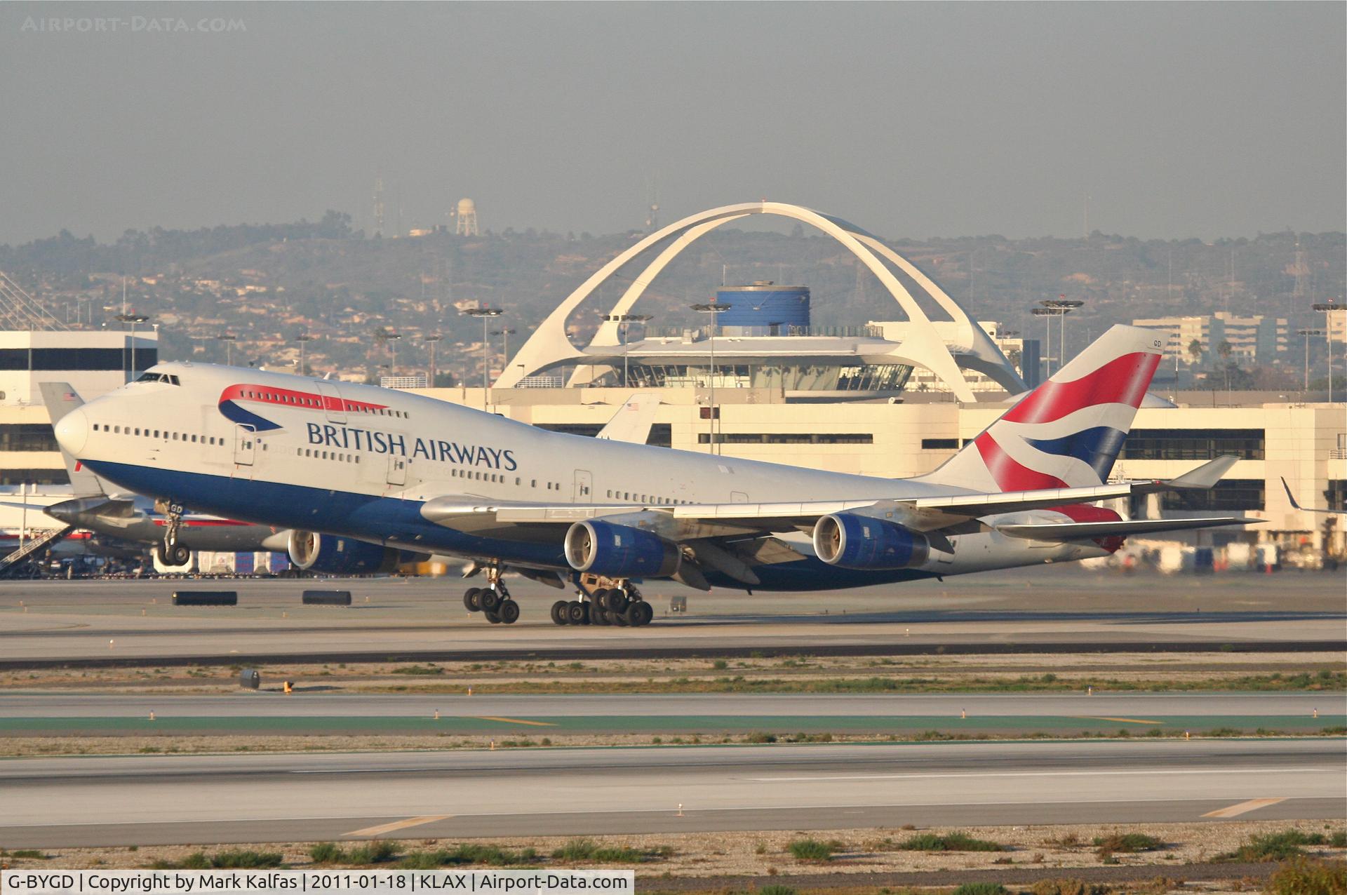 G-BYGD, 1999 Boeing 747-436 C/N 28857, British Airways Boeing 747-436, BAW278 departing RWY 25R KLAX en-route to EGLL.
