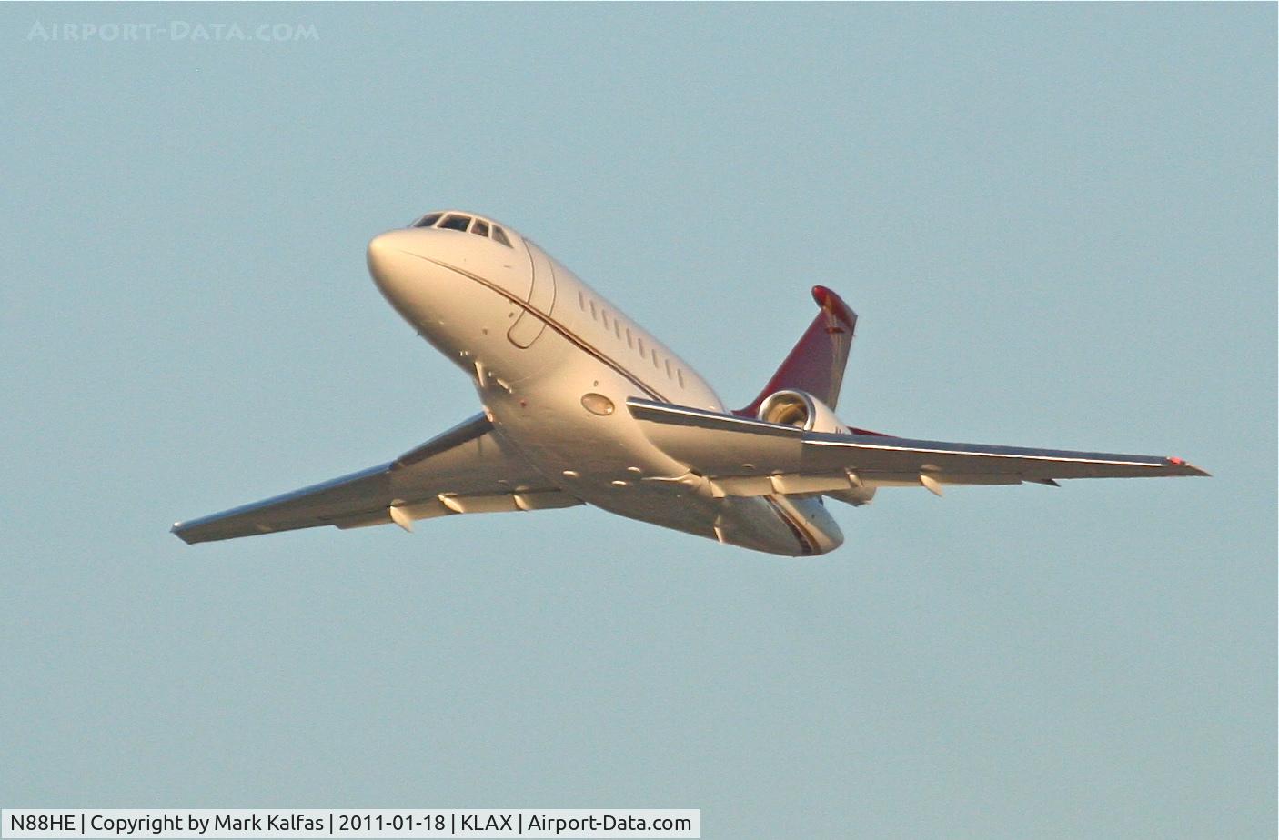 N88HE, 2006 Dassault Falcon 2000EX C/N 79, CAESARS ENTERTAINMENT OPERATING CO.,FALCON 2000EX departing 25R KLAX en-route to KLAS.