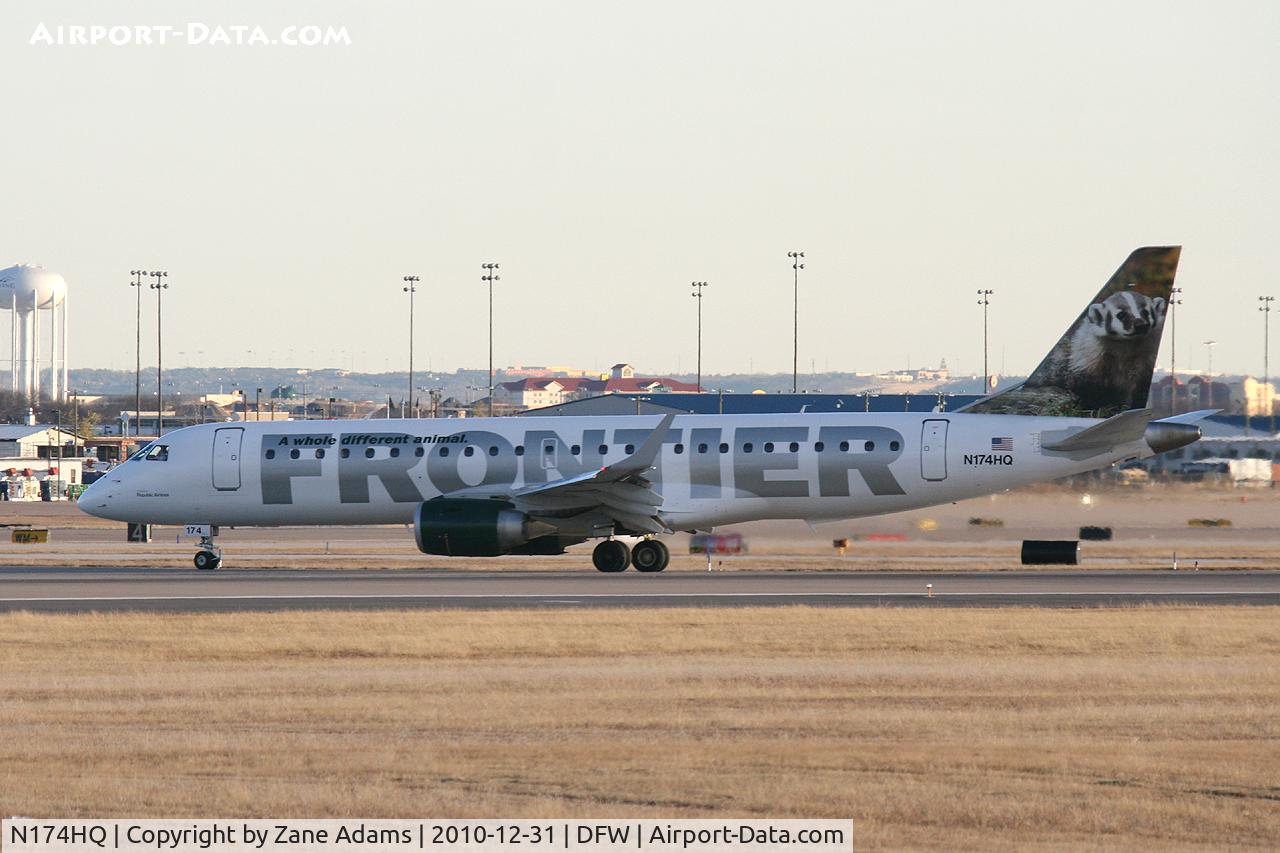N174HQ, 2008 Embraer 190AR (ERJ-190-100IGW) C/N 19000211, Frontier Airlines at DFW Airport