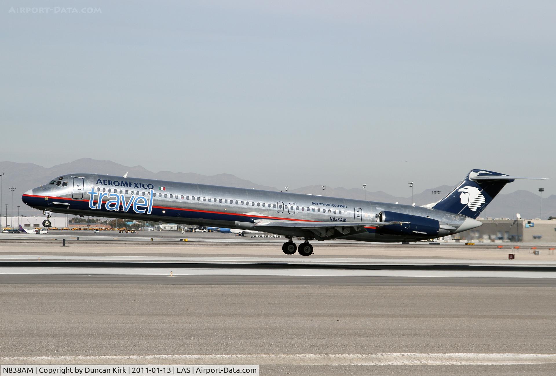N838AM, 1986 McDonnell Douglas MD-83 (DC-9-83) C/N 49397, In old AeroMexico colours with big 'Travel' titles.