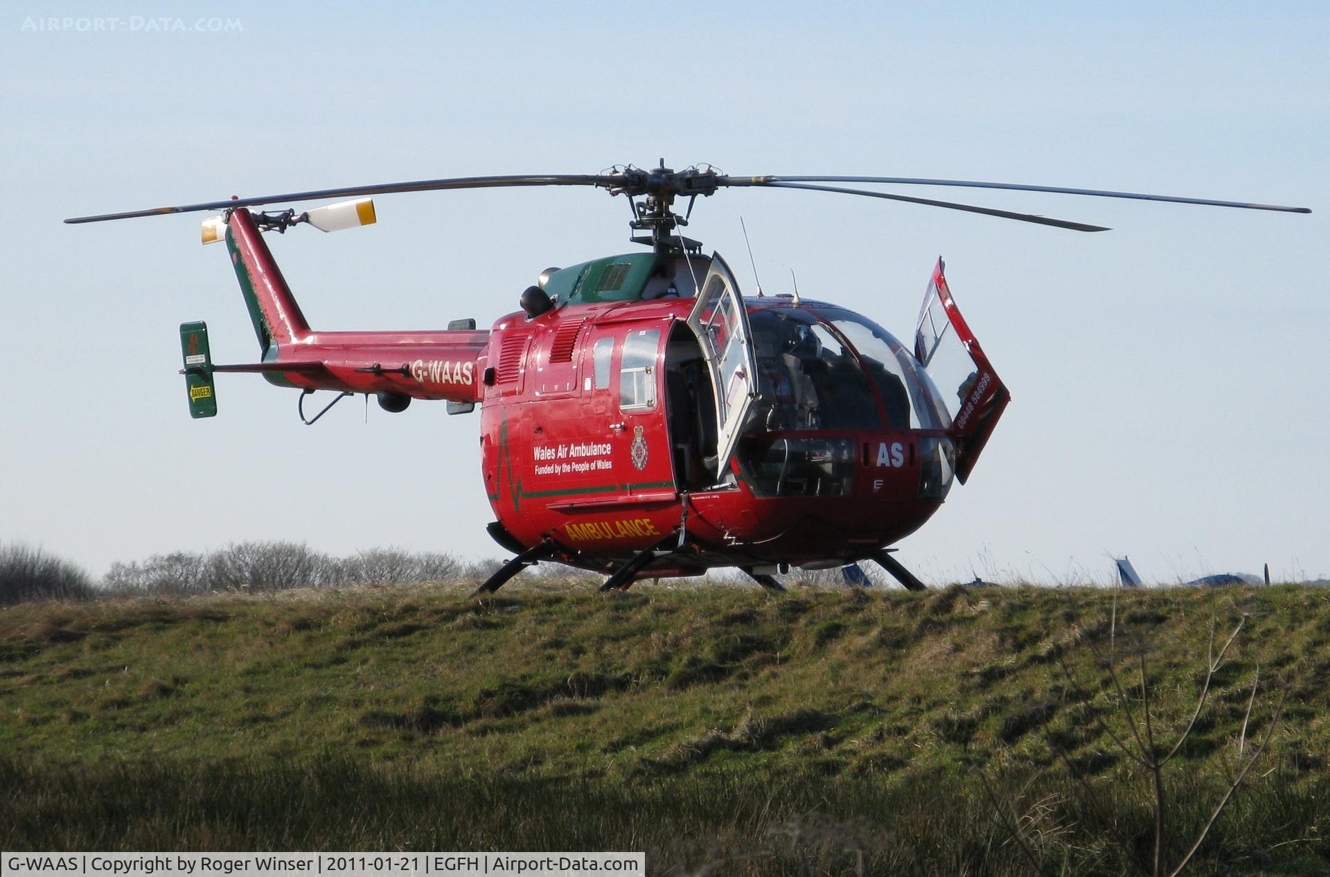 G-WAAS, 1992 MBB Bo.105DBS-4 C/N S.138/911, Standing in for G-WASN on air ambulance duties.