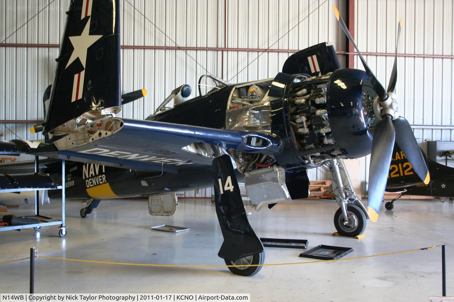 N14WB, Grumman F8F-2 (G58) Bearcat C/N D.1148, Sitting in the POF museum at Chino
