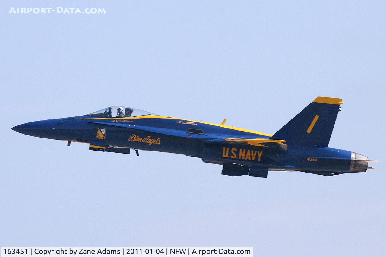163451, 1988 McDonnell Douglas F/A-18C Hornet C/N 0662/C020, Blue Angles #1 Departing NAS Fort Worth - on a weekday afternoon...