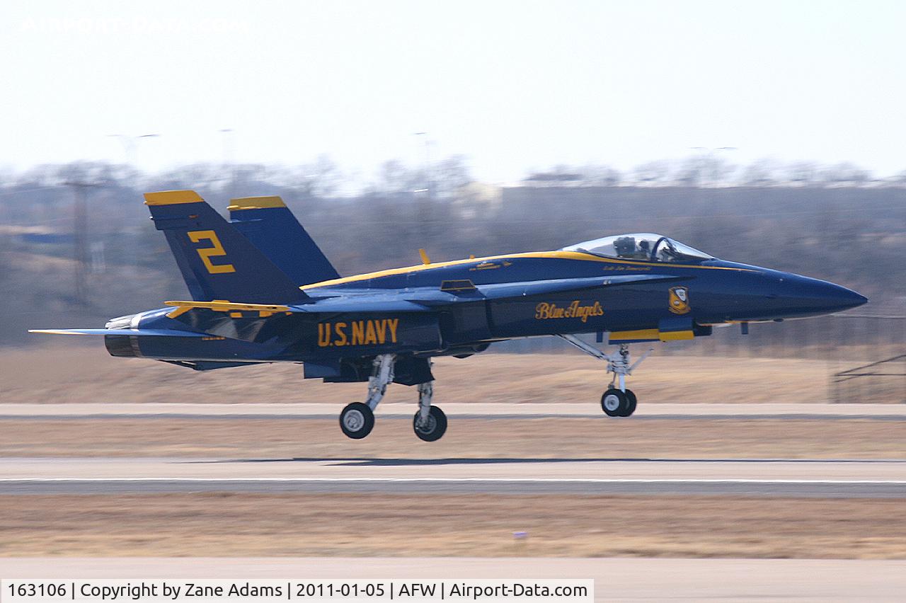 163106, McDonnell Douglas F/A-18A Hornet C/N 0495, Blue Angel #2 at Alliance Airport, Fort Worth, TX