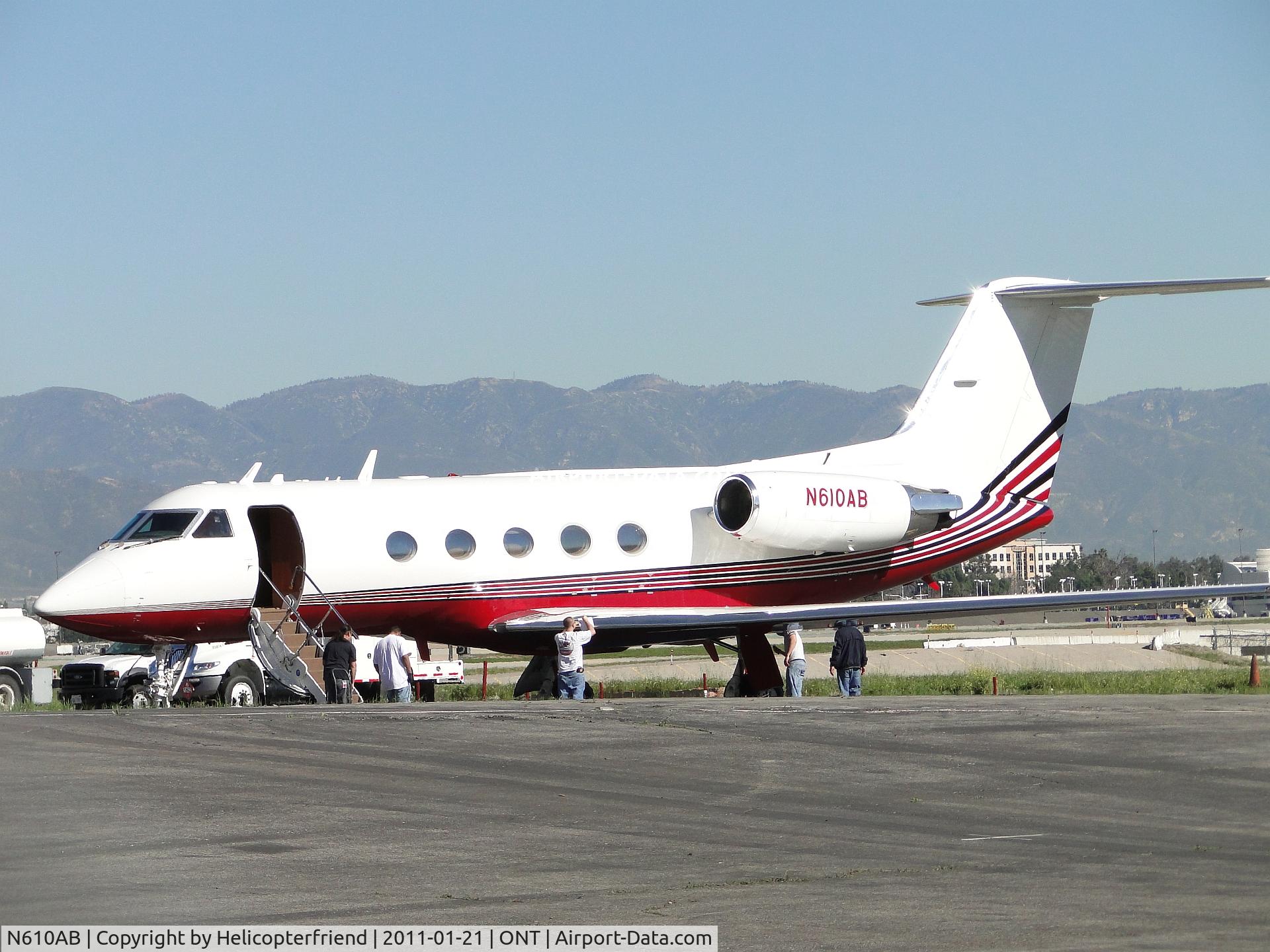 N610AB, 1983 Gulfstream Aerospace G-1159A Gulfstream III C/N 398, Parked near the grass and being worked on