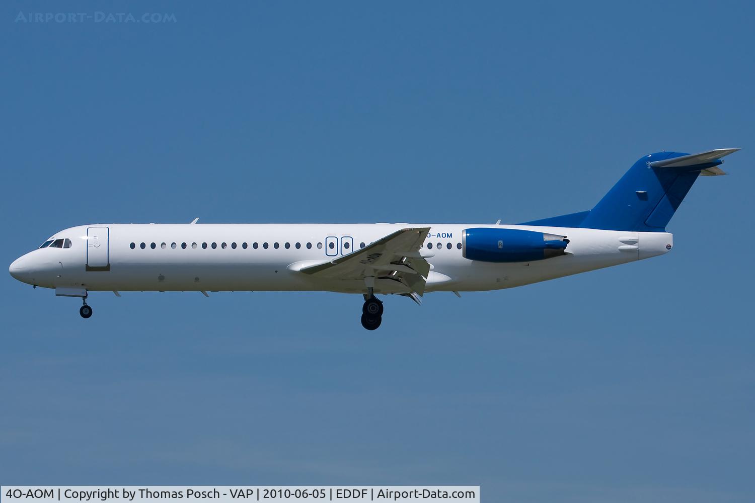 4O-AOM, 1990 Fokker 100 (F-28-0100) C/N 11321, Montenegro Airlines