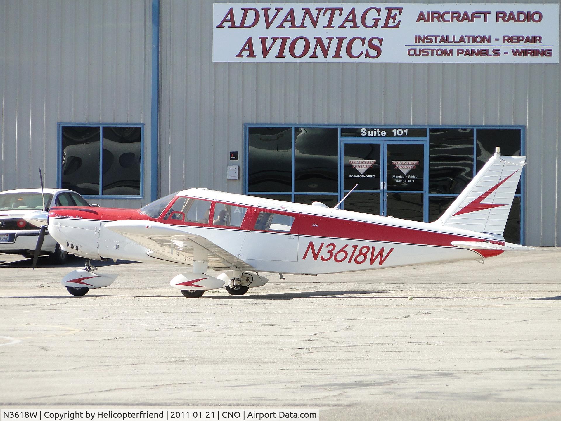 N3618W, 1966 Piper PA-32-260 Cherokee Six C/N 32-519, Parked near Advantage Avionics
