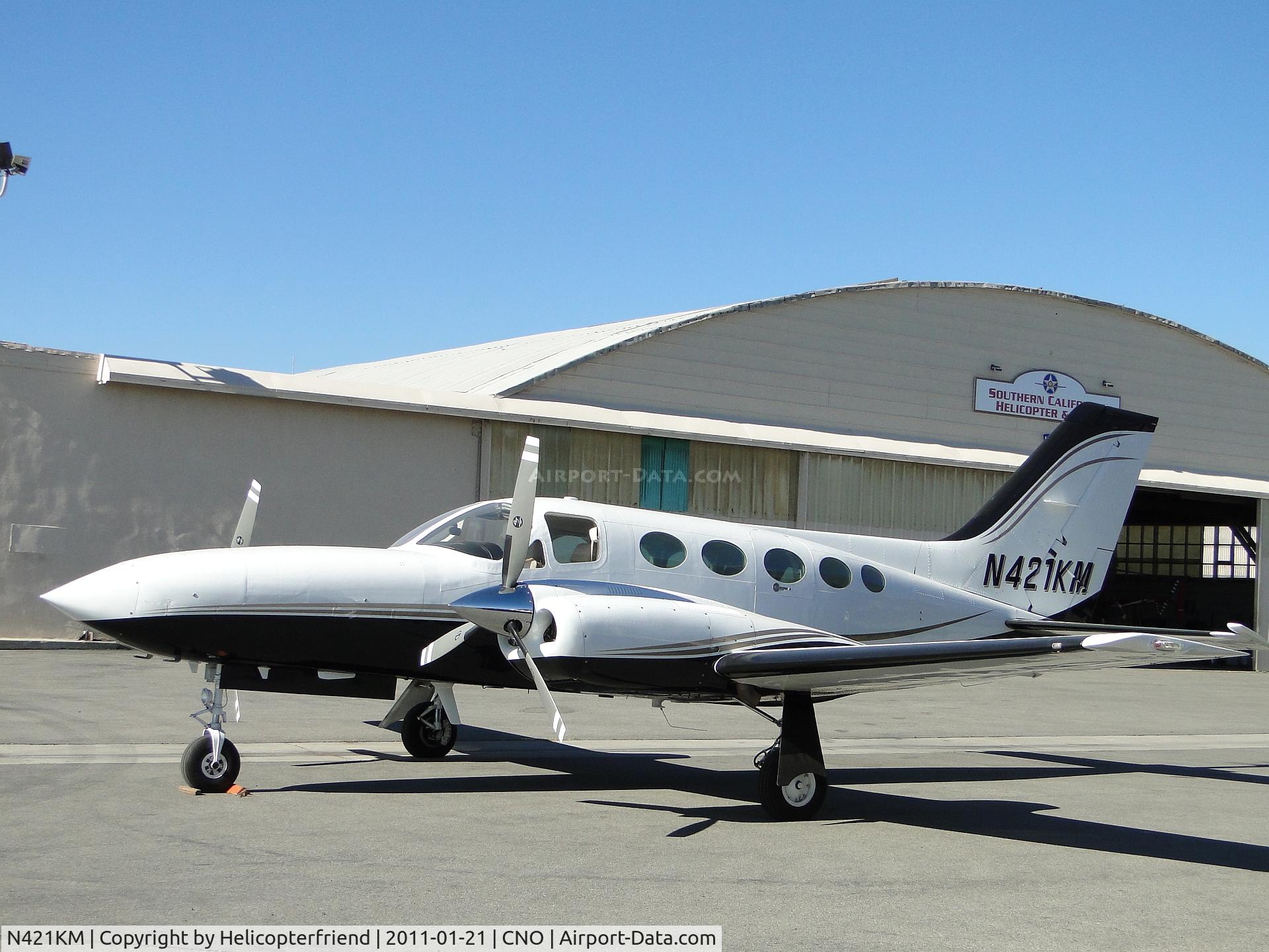 N421KM, 1976 Cessna 421C Golden Eagle C/N 421C-0006, Parked near Southern Clifornia Helicopter School area