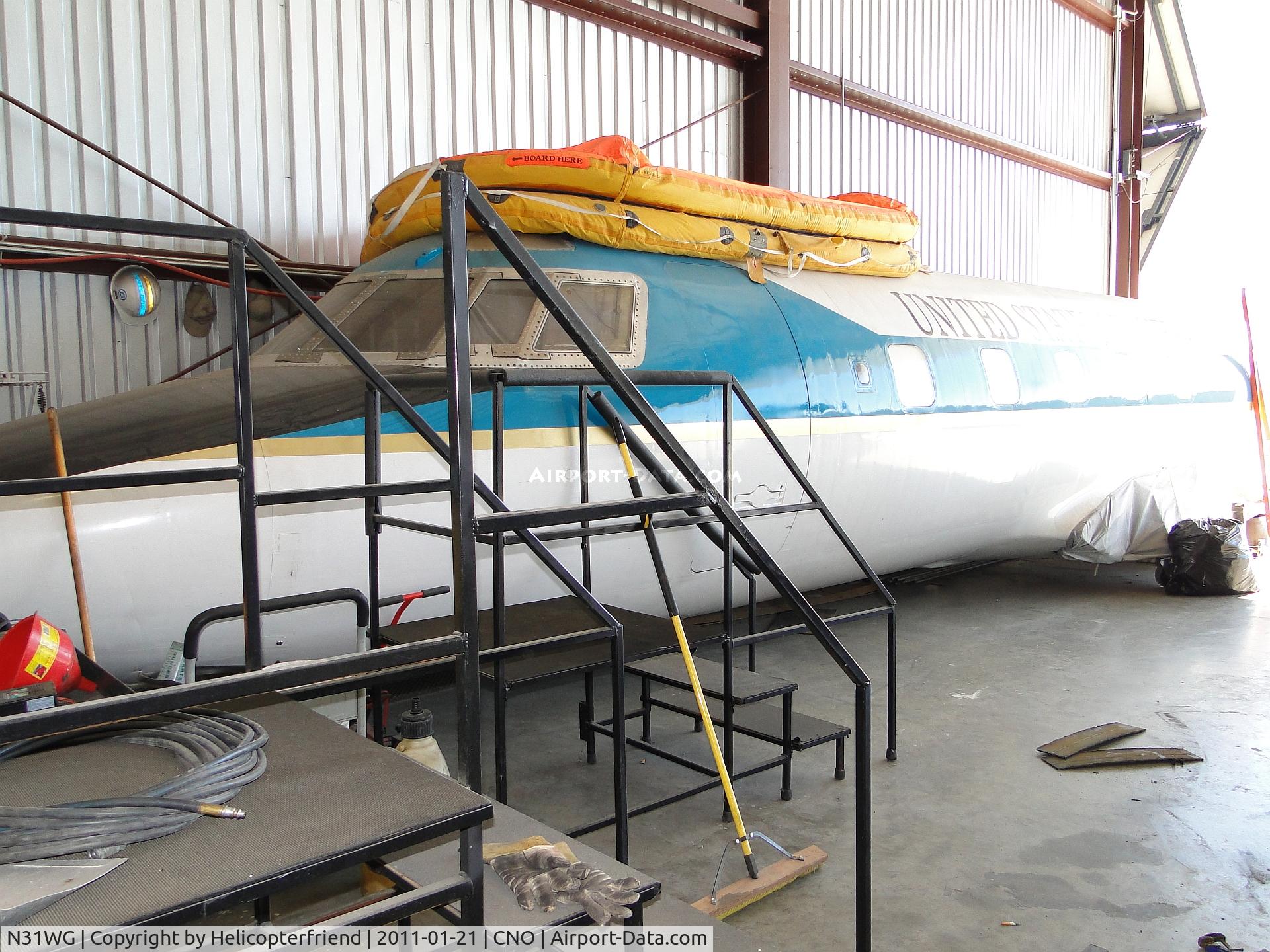 N31WG, 1966 Lockheed L-1329 Jetstar 731 C/N 5087, Plane had the tail knocked off and sent to be demolished. Bought and is now used for training flight crews how to perform rescues. Rafts are for water rescue training