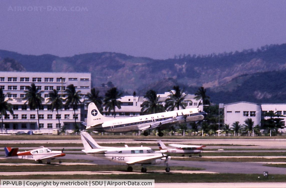 PP-VLB, Lockheed L-188C Electra C/N 1137, At Rio de Janeiro Santos Dumont airport,1980,operating the Ponte Aerea(Air Bridge) between Rio and Sao Paulo .