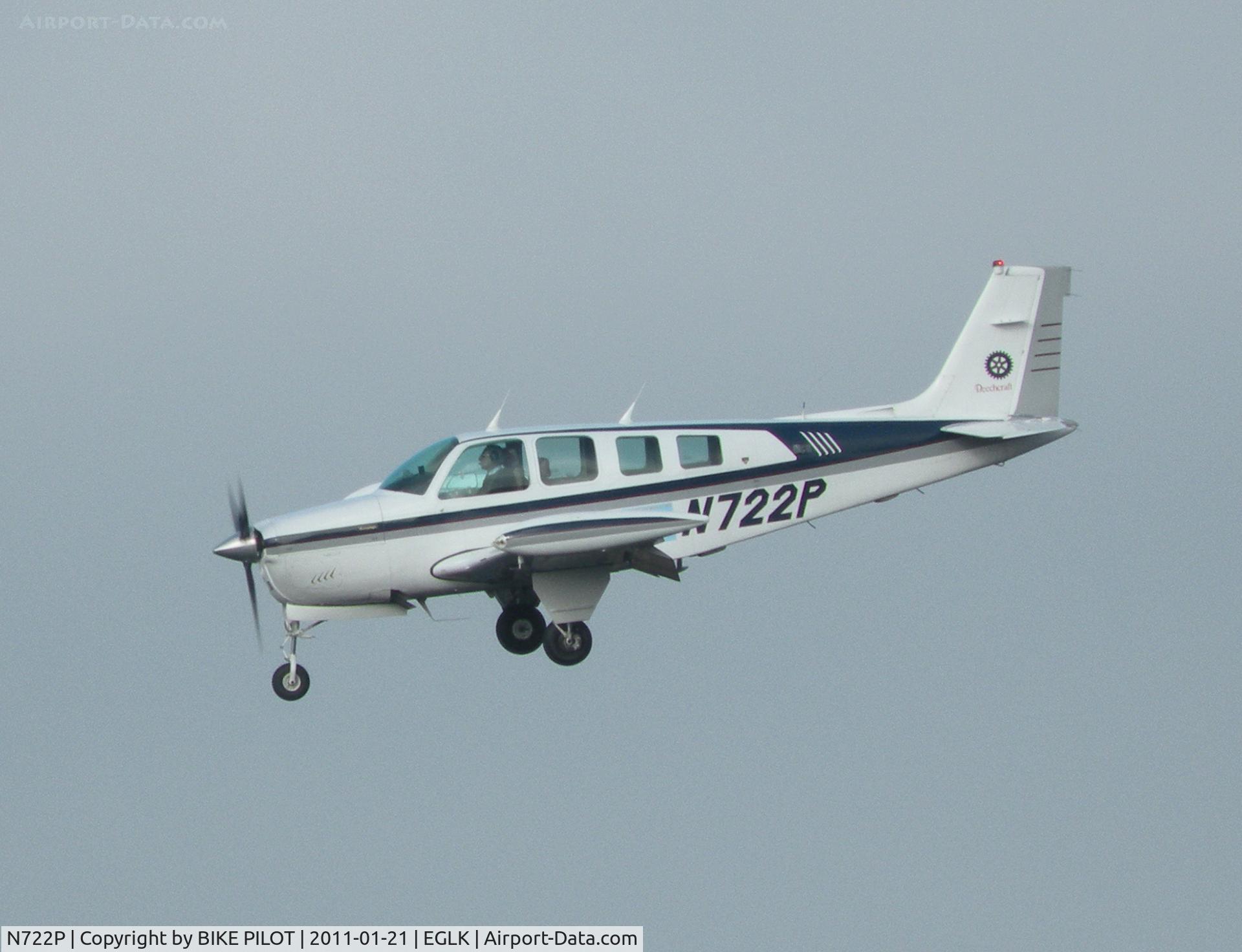 N722P, 1985 Beech A36 Bonanza 36 C/N E-2219, Smart Bonanza on finals for rwy 25