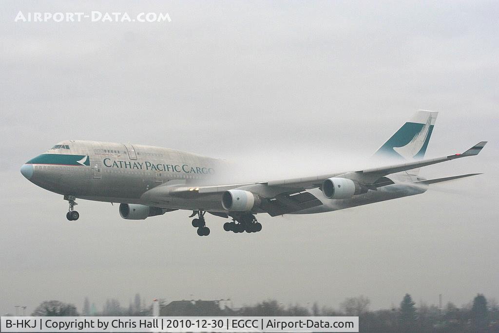 B-HKJ, 1993 Boeing 747-412BCF C/N 27133, Cathay Pacific Cargo B747 coming through the fog on approach to RW23R