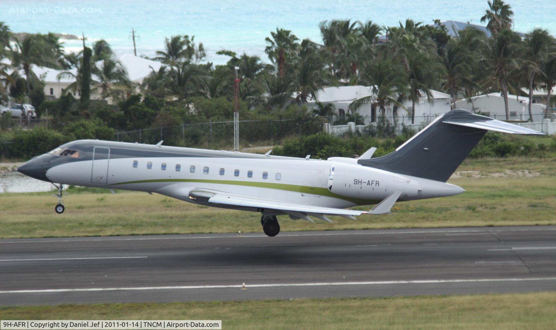 9H-AFR, 2007 Bombardier BD-700-1A11 Global Express C/N 9249, 9H-AFR lanidng at TNCM