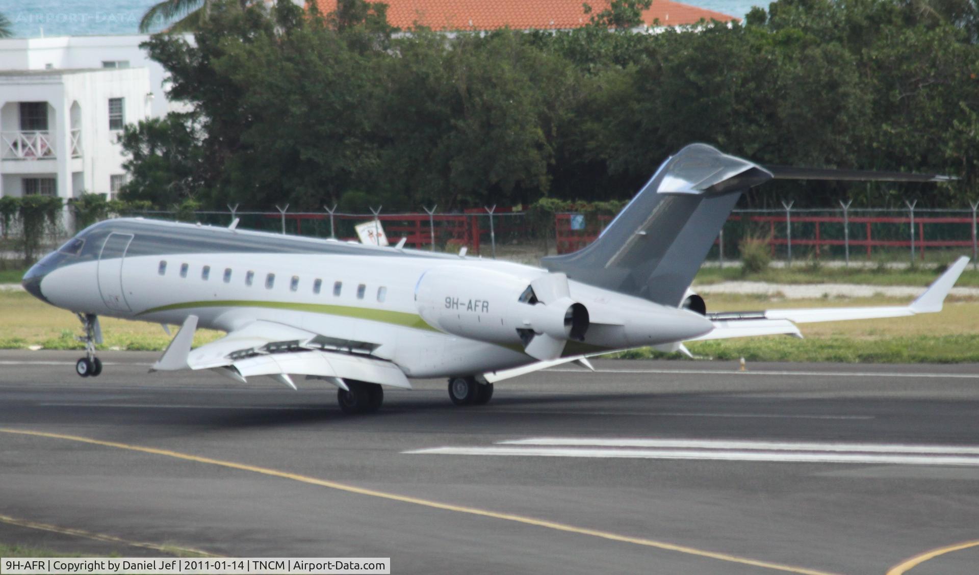 9H-AFR, 2007 Bombardier BD-700-1A11 Global Express C/N 9249, 9H-AFR landing at TNCM