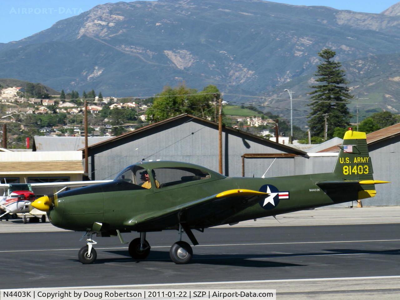 N4403K, 1948 Ryan Navion C/N NAV-4-1403, 1948 Ryan NAVION as L-17B, Continental E-185 (owner states 225 Hp engine), takeoff roll Rwy 22