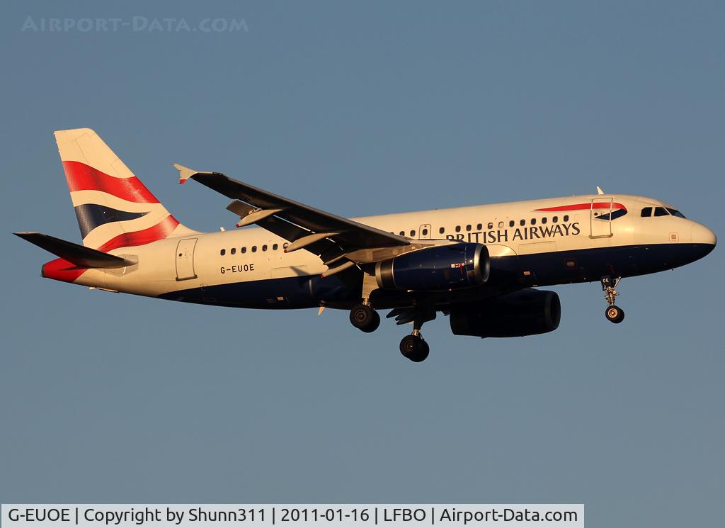 G-EUOE, 2001 Airbus A319-131 C/N 1574, Landing rwy 14R