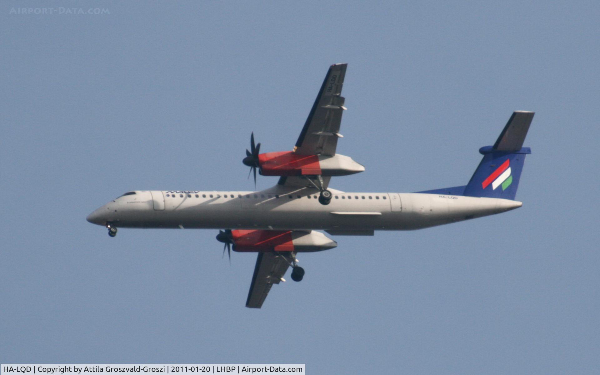 HA-LQD, 2002 De Havilland Canada DHC-8-402Q Dash 8 C/N 4063, On a landing direction, in Üllö city airspace.