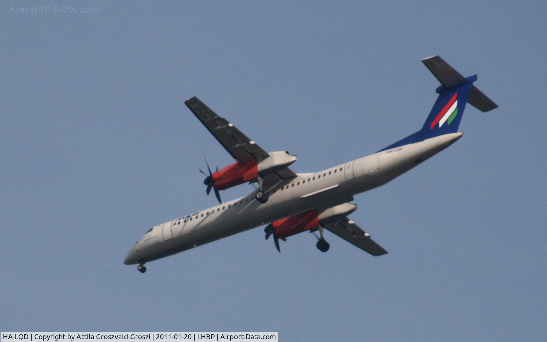 HA-LQD, 2002 De Havilland Canada DHC-8-402Q Dash 8 C/N 4063, On a landing direction, in Üllö city airspace.