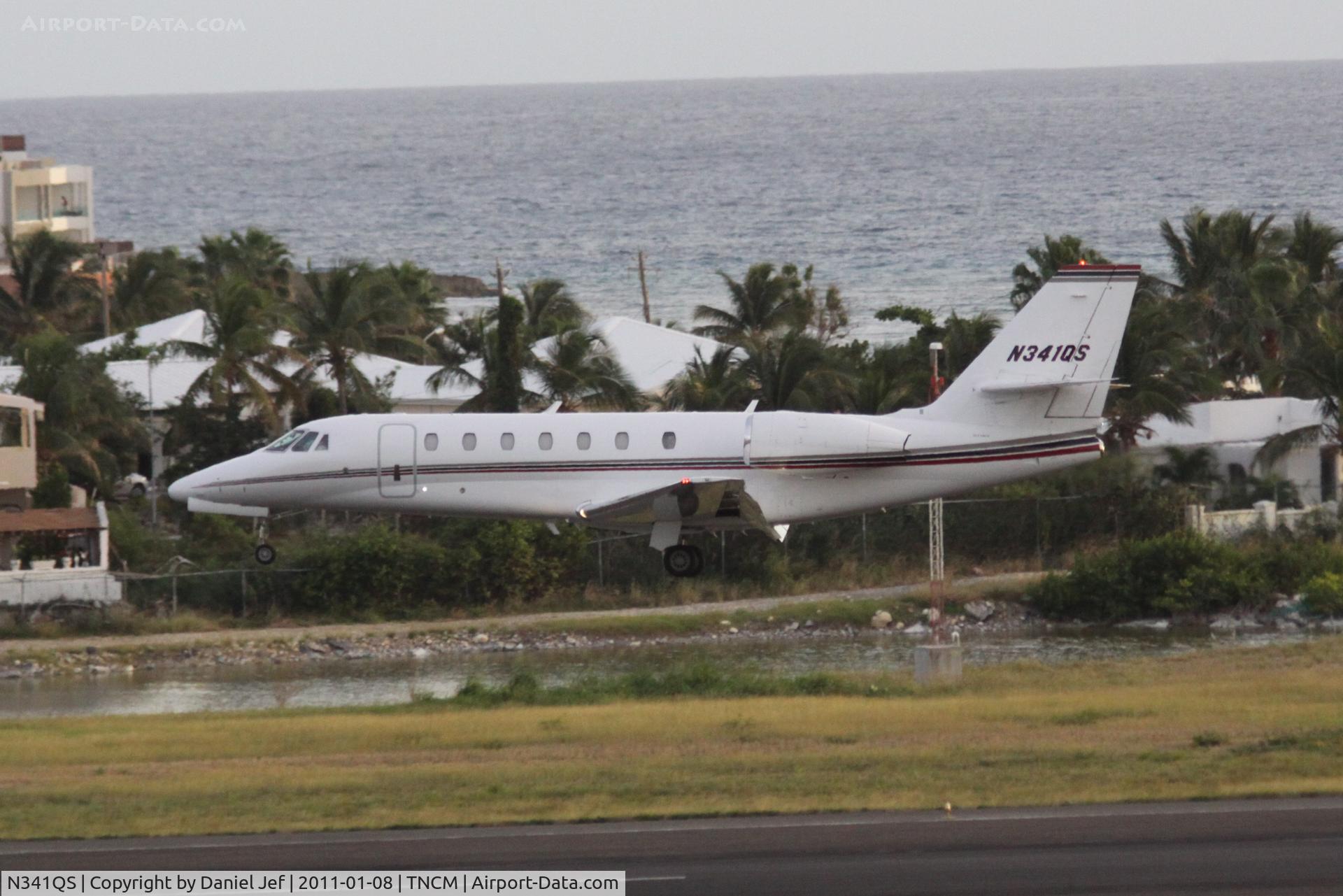 N341QS, 2008 Cessna 680 Citation Sovereign C/N 680-0225, N341QS landing at TNCM