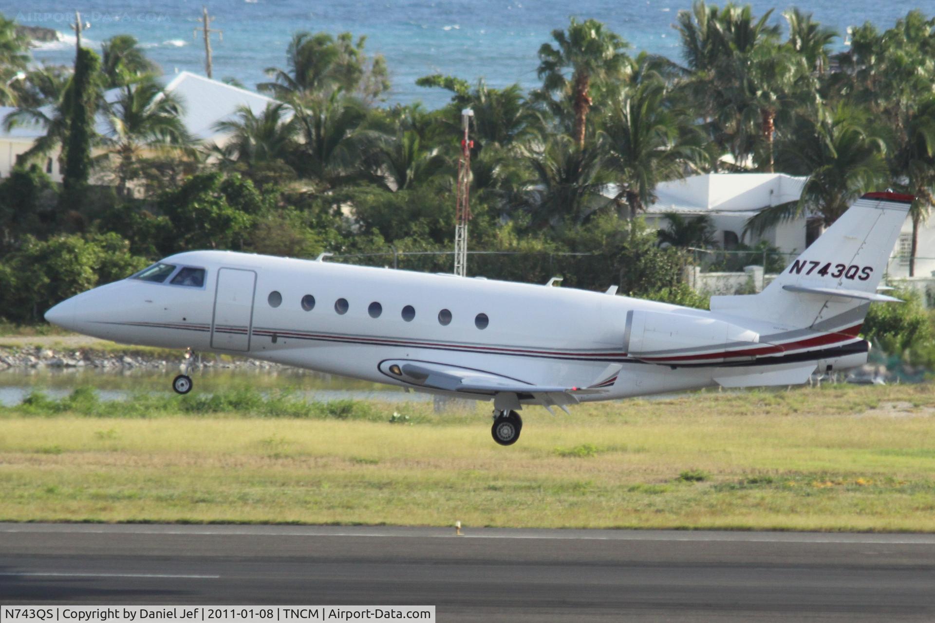 N743QS, Israel Aerospace Industries Gulfstream 200 C/N 216, N743QS landing at TNCM