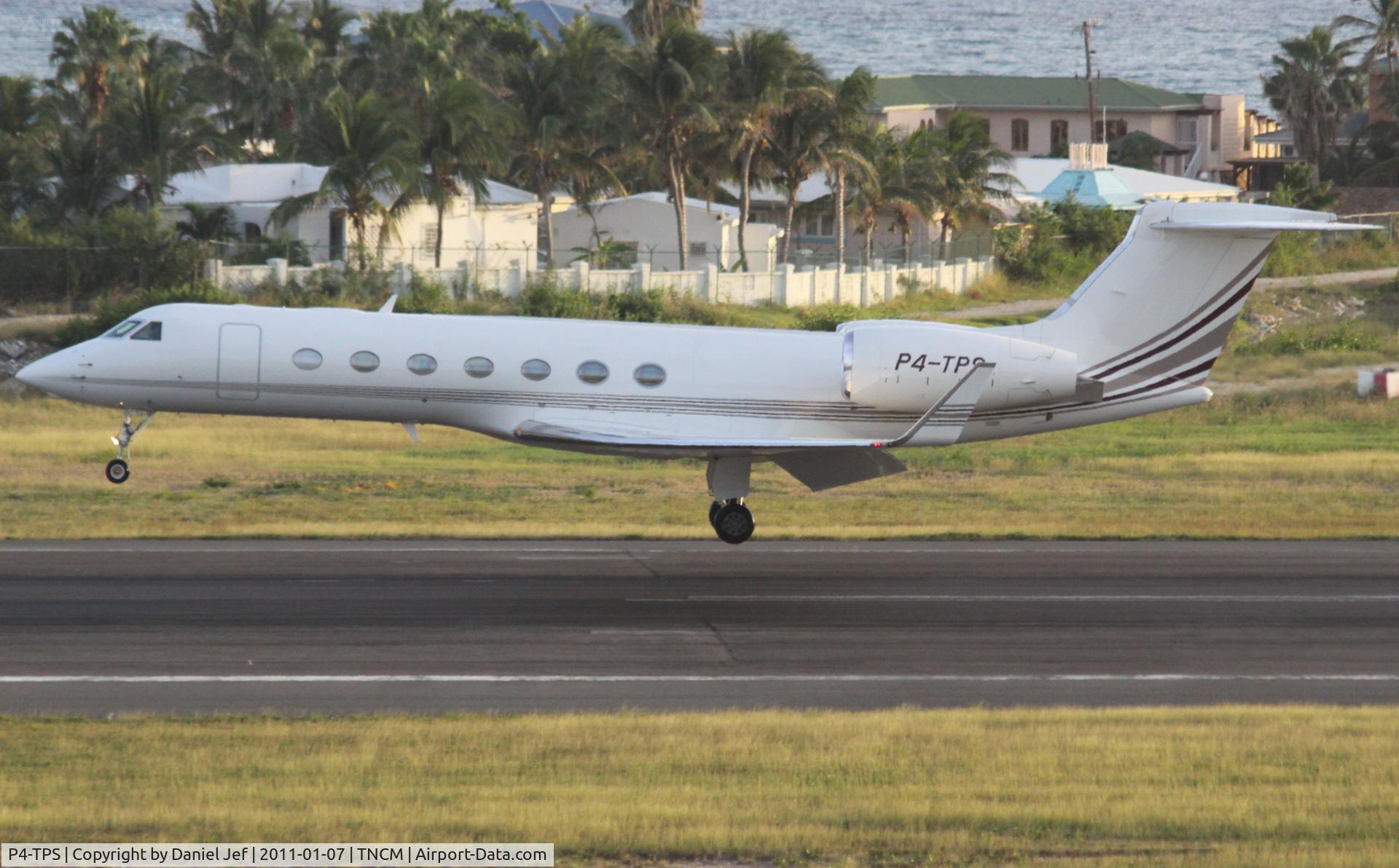 P4-TPS, 2008 Gulfstream Aerospace GV-SP (G550) C/N 5193, P4-TPS landing at TNCM