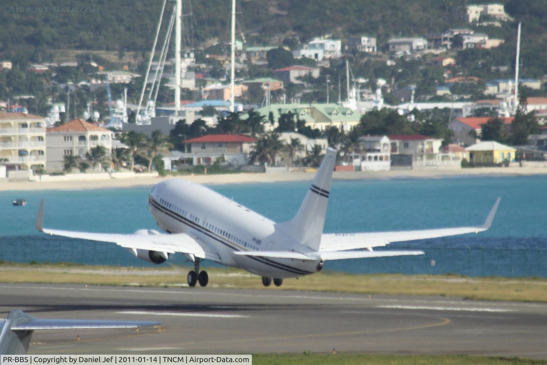 PR-BBS, 2001 Boeing 737-7BC BBJ C/N 32575, PR-BBS departing TNCM