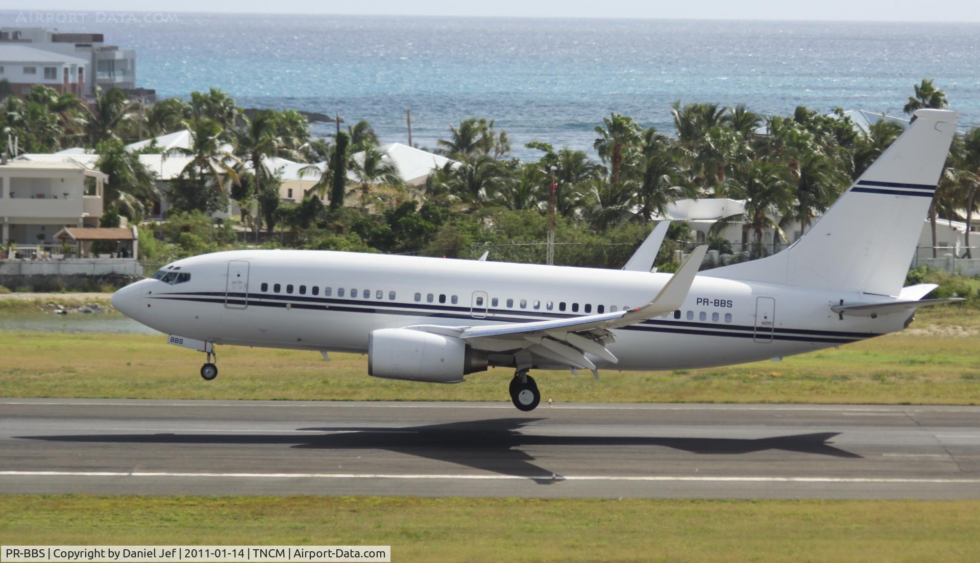 PR-BBS, 2001 Boeing 737-7BC BBJ C/N 32575, PR-BBS landing at TNCM