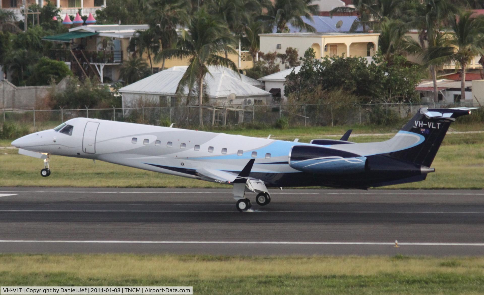 VH-VLT, 2010 Embraer EMB-135BJ Legacy C/N 14501107, VH-VLT landing at TNCM