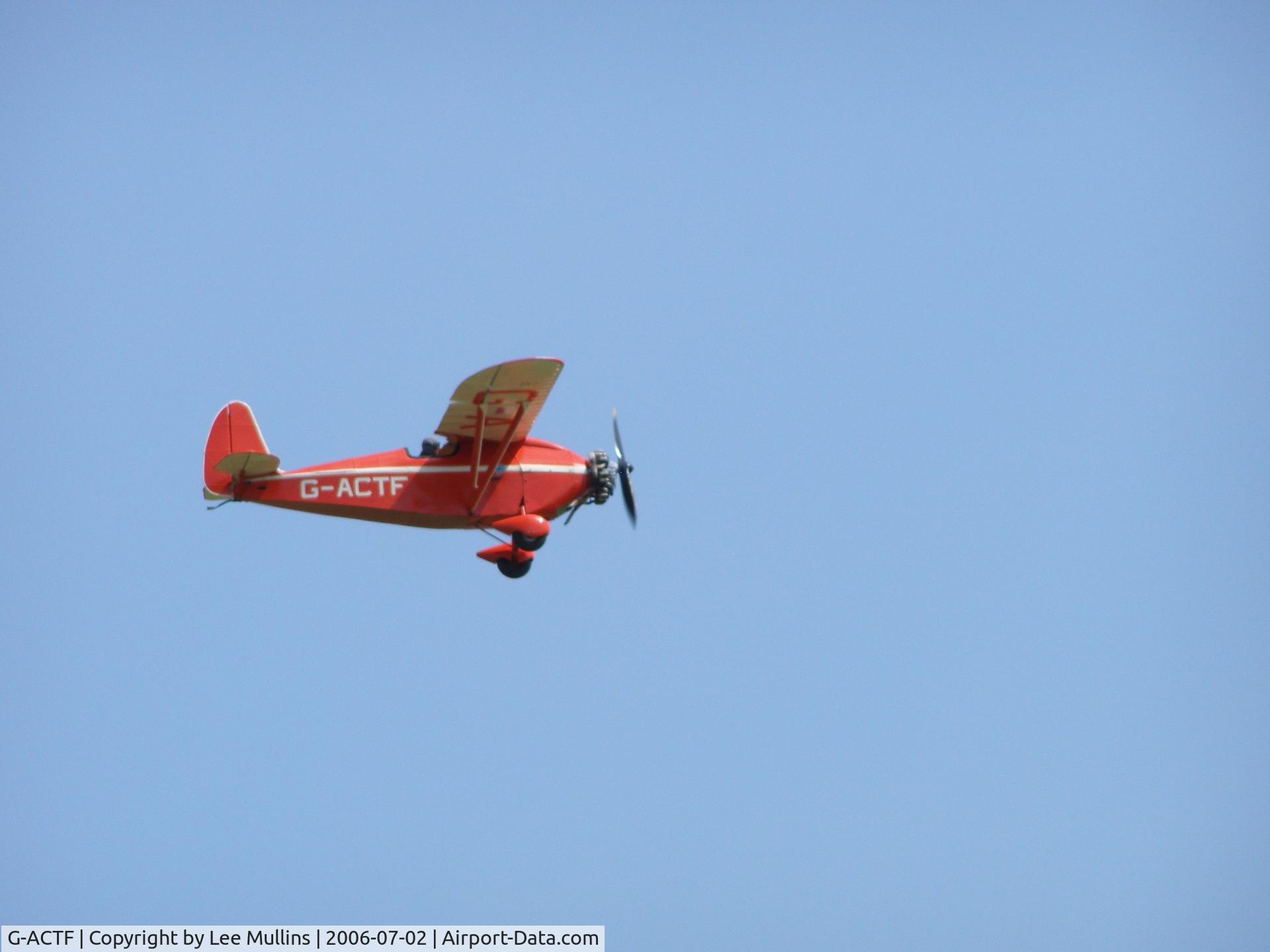 G-ACTF, 1932 Comper CLA-7 Swift C/N S32/9, In flight at Old Warden.