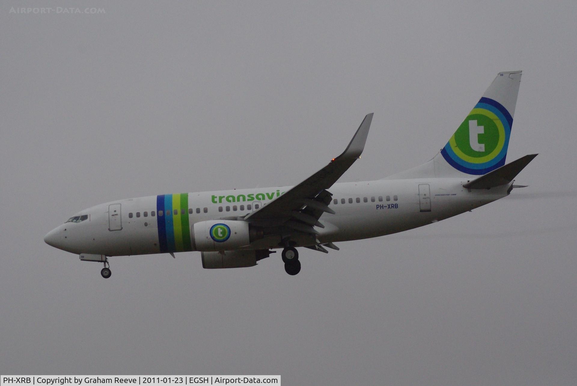 PH-XRB, 2003 Boeing 737-7K2 C/N 28256, Returning back to Norwich.