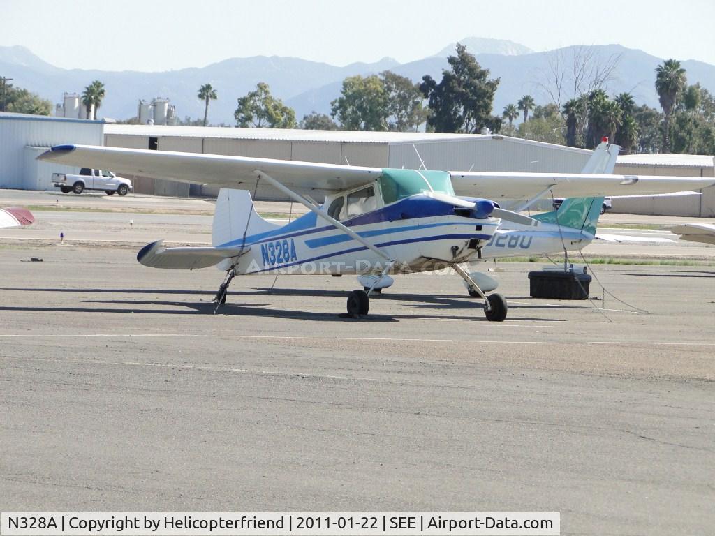N328A, 1953 Cessna 170B C/N 25882, Parked and tied down by Admin Office