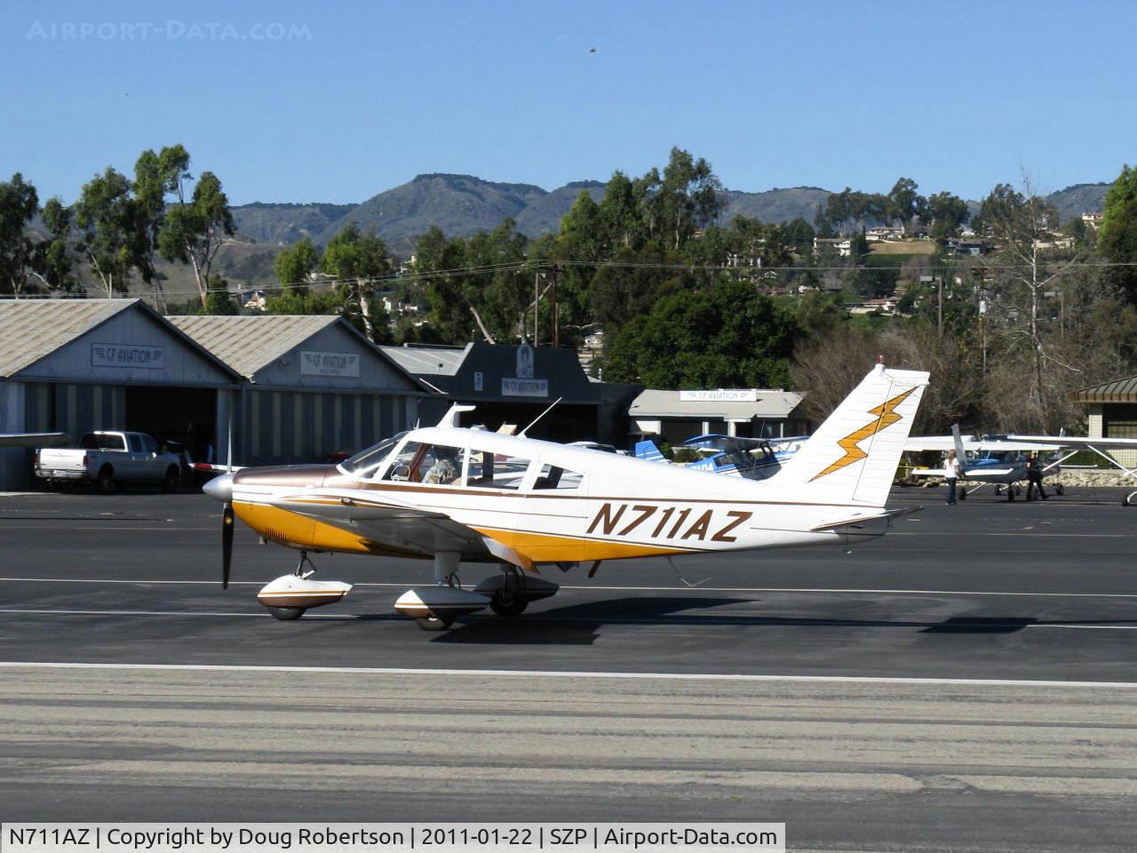N711AZ, 1970 Piper PA-28-235 Cherokee C/N 28-11361, 1970 Piper PA-28-235 CHEROKEE, Lycoming O-540-B4B5 235 Hp, landing roll Rwy 22