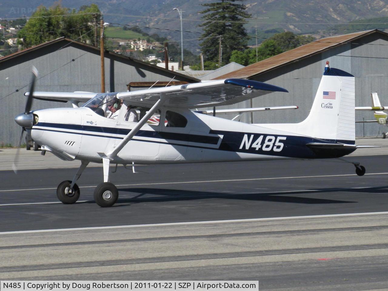 N485, 1959 Cessna 180B C/N 50595, 1959 Cessna 180B, Continental O-470 230 Hp, takeoff roll Rwy 22