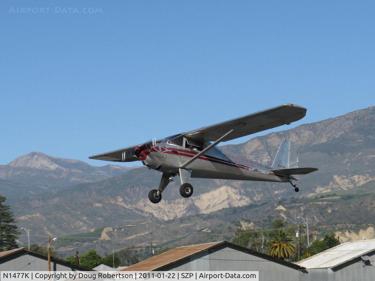 N1477K, 1946 Luscombe 8A C/N 4204, 1946 Luscombe 8A, Continental A&C85 85 Hp, takeoff climb Rwy 22