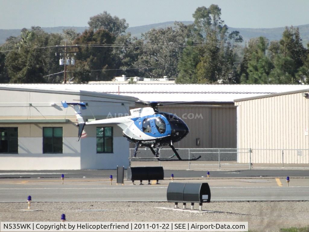 N535WK, MD Helicopters 369FF C/N 0138FF, Air taxiing to short runway 17 for east departure