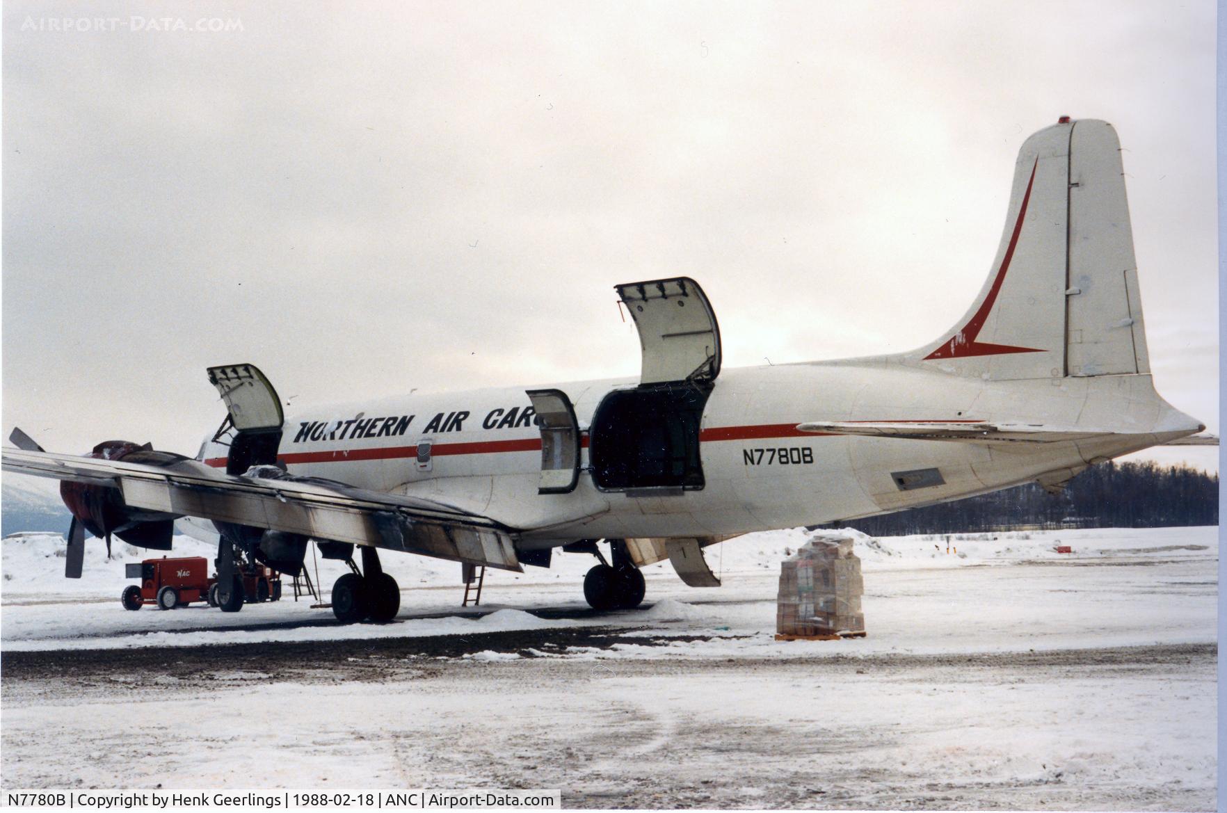 N7780B, 1957 Douglas DC-6A C/N 45372, Northern Air Cargo , ANC Feb '88