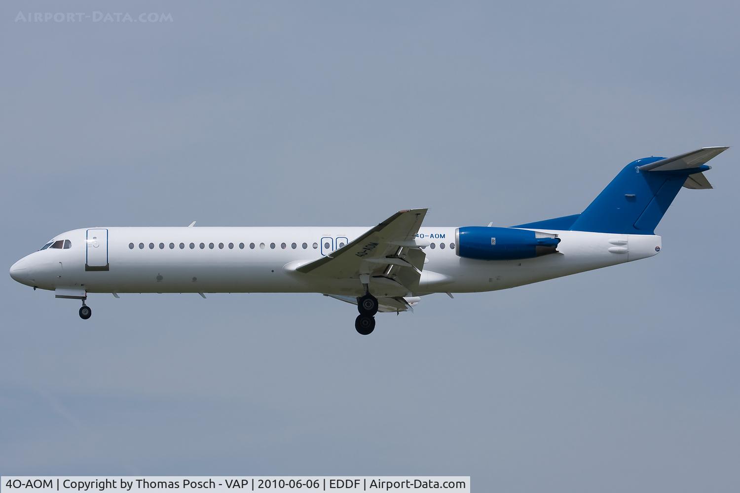 4O-AOM, 1990 Fokker 100 (F-28-0100) C/N 11321, Montenegro Airlines