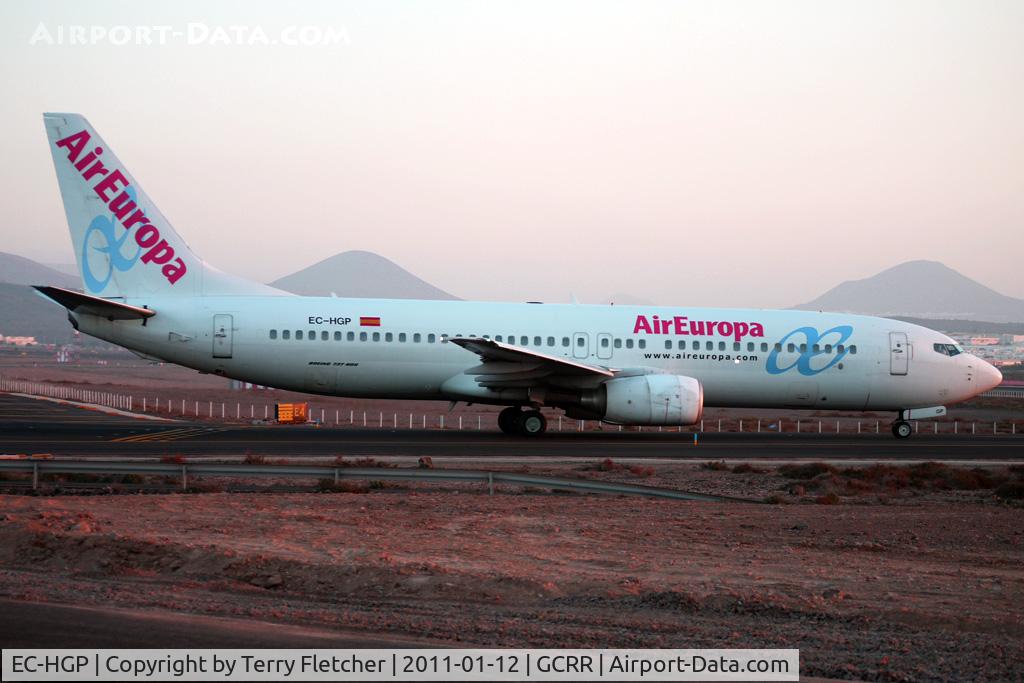 EC-HGP, 1999 Boeing 737-85P C/N 28385, Air Europa's 1999 Boeing 737-85P, c/n: 28385 with the first departure of the day from Lanzarote