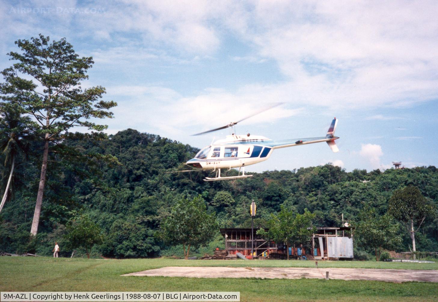 9M-AZL, Bell 206B-3 JetRanger III C/N 3210, Belaga Aerodrome , Sarawak , aug '88