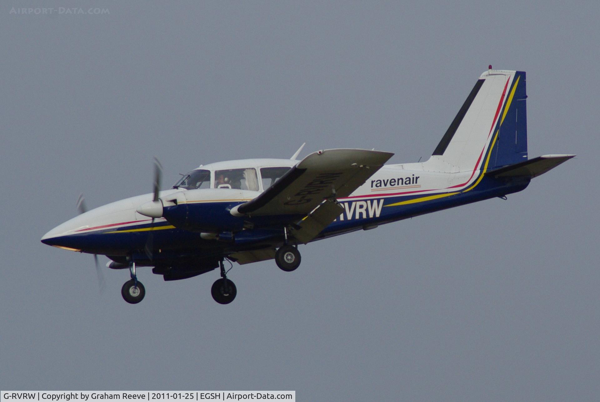 G-RVRW, 1973 Piper PA-23-250 Aztec E C/N 27-7305045, About to touch down.