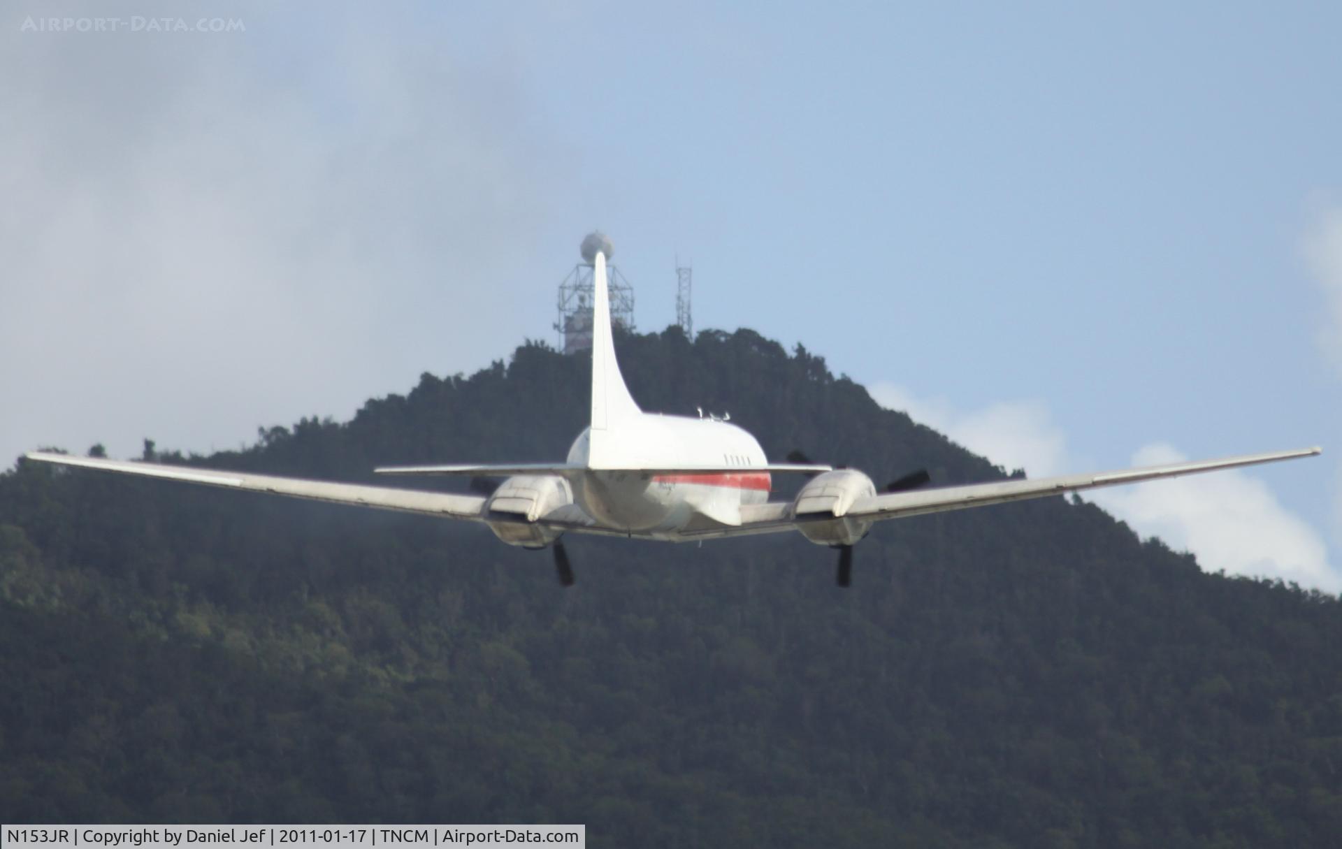 N153JR, 1953 Convair 440-38 Metropolitan C/N 117, N153JR climbing for the hills at TNCM