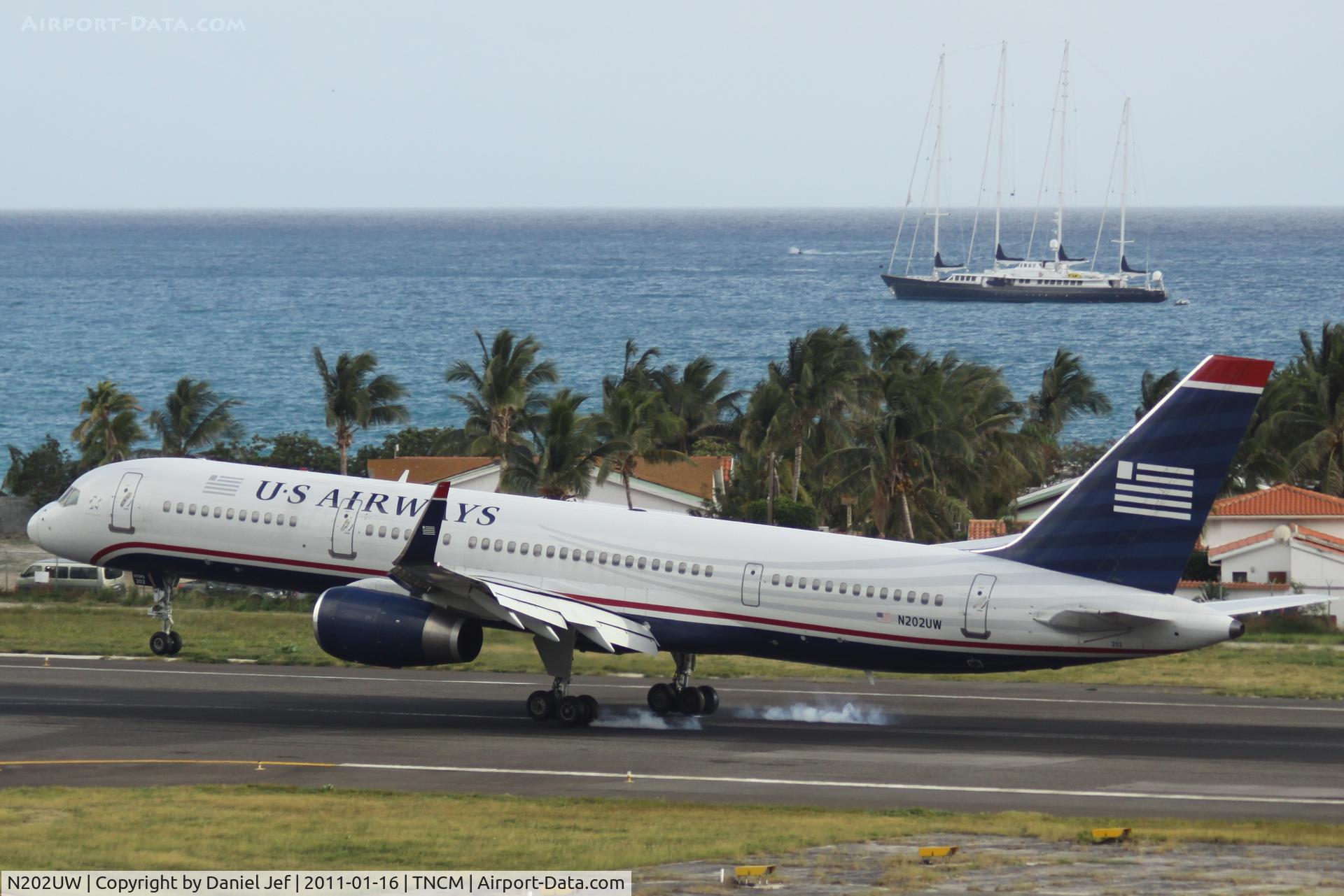 N202UW, 1995 Boeing 757-2B7 C/N 27811, Us air N202UW landing TNCM