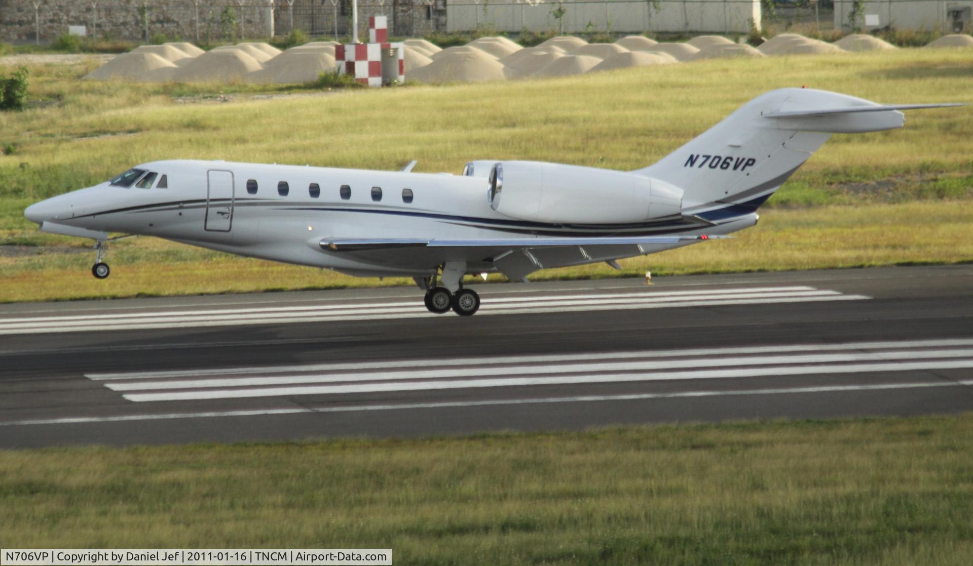 N706VP, 1996 Cessna 750 Citation X Citation X C/N 750-0006, N706VP landing at TNCM